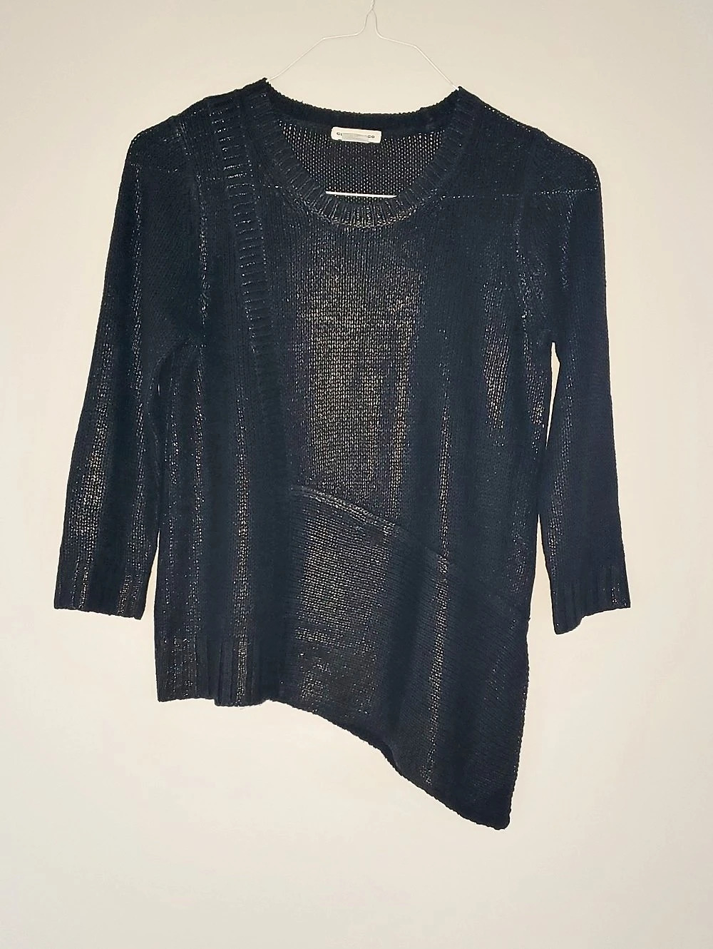 Club Monaco Black Asymmetrical Knit Sweater